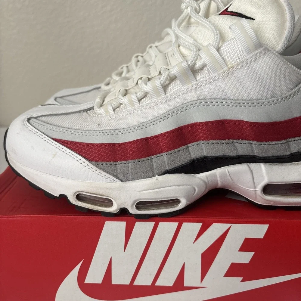 Nike Air Max 95 Essential White‎ Varsity Red Size 13 black Swoosh